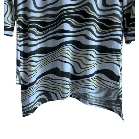 Chicos Travelers Size Small Artzy Asymmetrical Hem Abstract Print Blouse Top - Picture 5 of 8